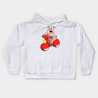 Pig as Biker with Scooter Kids Hoodie